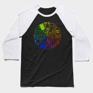 Color Wheel of 85 Art Supplies Doodle Baseball T-Shirt